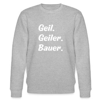 Geil. Geiler. Bauer - Stanley/Stella Unisex Bio-Sweatshirt CHANGER  - Grau meliert - Vorne - Nik (191cm) & Marisol (170cm)