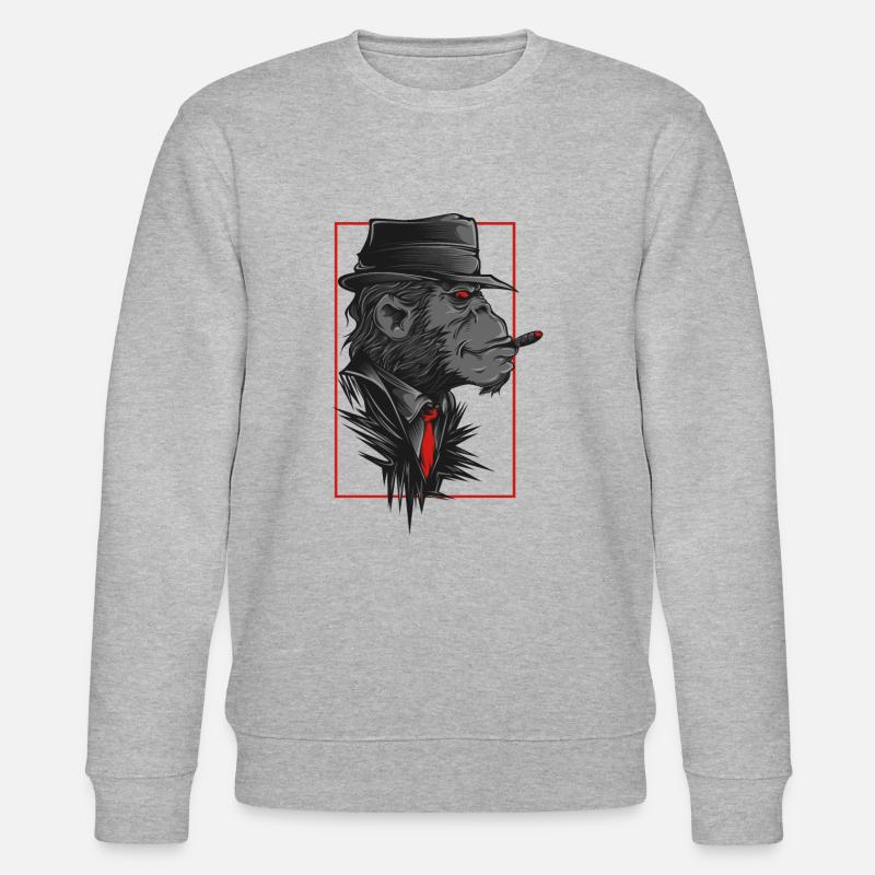 Affe Mit Hut Und Kravatte - Stanley/Stella Unisex Bio-Sweatshirt CHANGER  - Grau meliert