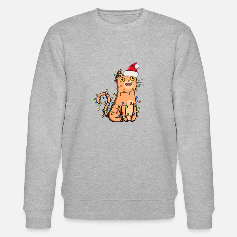 Chat avec guirlande lumineuse - Sweat bio CHANGER Stanley/Stella Unisexe - gris chiné