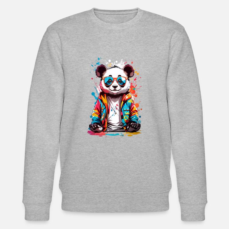 Coole Panda - Stanley/Stella Unisex Bio-Sweatshirt CHANGER  - Grau meliert