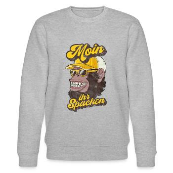 COLLER OGORILLA AFFE NORDDEUTSCHE SPRÜCHE - Stanley/Stella Unisex Bio-Sweatshirt CHANGER  - Grau meliert - Vorne - Nik (191cm) & Marisol (170cm)