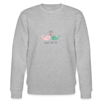 Cute whales love in love saying love gift couple - Stanley/Stella CHANGER Unisex Organic Sweatshirt - heather grey - Front - Nik (191cm) & Marisol (170cm)