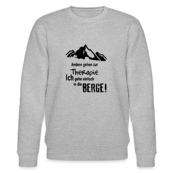 Berge als Therapie - Motiv schwarz - Stanley/Stella Unisex Bio-Sweatshirt CHANGER  - Grau meliert - Vorne - Nik (191cm) & Marisol (170cm)