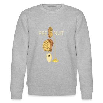 Lustige pinkelnde Erdnuss - Stanley/Stella Unisex Bio-Sweatshirt CHANGER  - Grau meliert - Vorne - Nik (191cm) & Marisol (170cm)