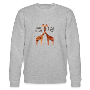 Amour de girafe - Sweat bio CHANGER Stanley/Stella Unisexe - gris chiné - Devant - Nik (191cm) & Marisol (170cm)