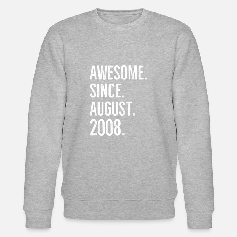 Awesome Since August 2008 - Stanley/Stella CHANGER Unisex Organic Sweatshirt - heather grey