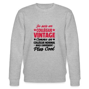 je suis un collègue vintage / cadeau collègue - Sweat bio CHANGER Stanley/Stella Unisexe - gris chiné - Devant - Nik (191cm) & Marisol (170cm)