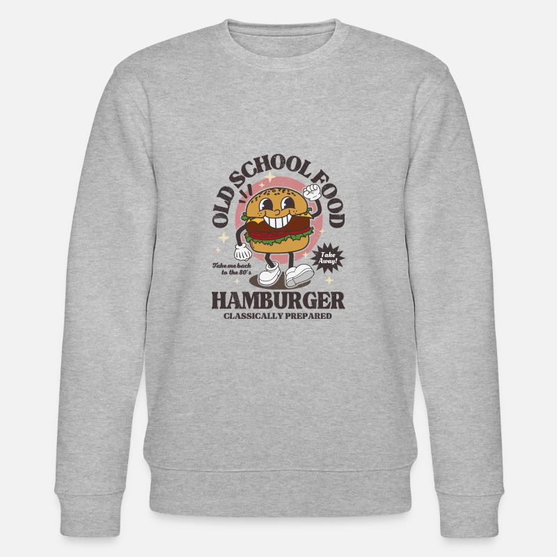 Old School Food Hamburger rétro - Sweat bio CHANGER Stanley/Stella Unisexe - gris chiné