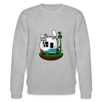 Wohnwagen - Stanley/Stella Unisex Bio-Sweatshirt CHANGER  - Grau meliert - Vorne - Nik (191cm) & Marisol (170cm)