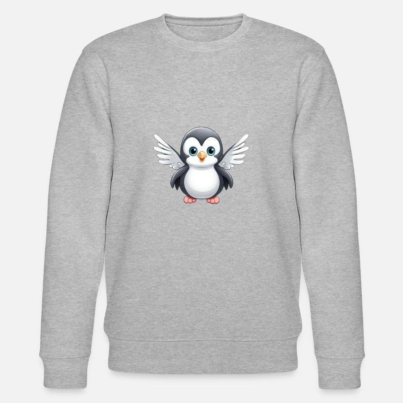 Süßer Pinguin Engel - Stanley/Stella Unisex Bio-Sweatshirt CHANGER  - Grau meliert