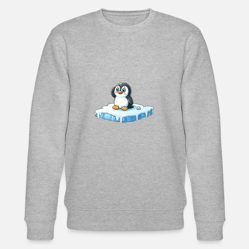 Pinguin und schmelzendes Eis - Stanley/Stella Unisex Bio-Sweatshirt CHANGER  - Grau meliert