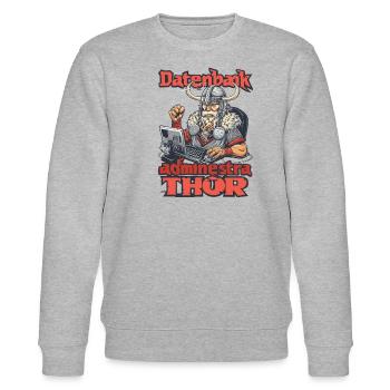 Datenbankadministrathor Codierung Datenanalyst - Stanley/Stella Unisex Bio-Sweatshirt CHANGER  - Grau meliert - Vorne - Nik (191cm) & Marisol (170cm)