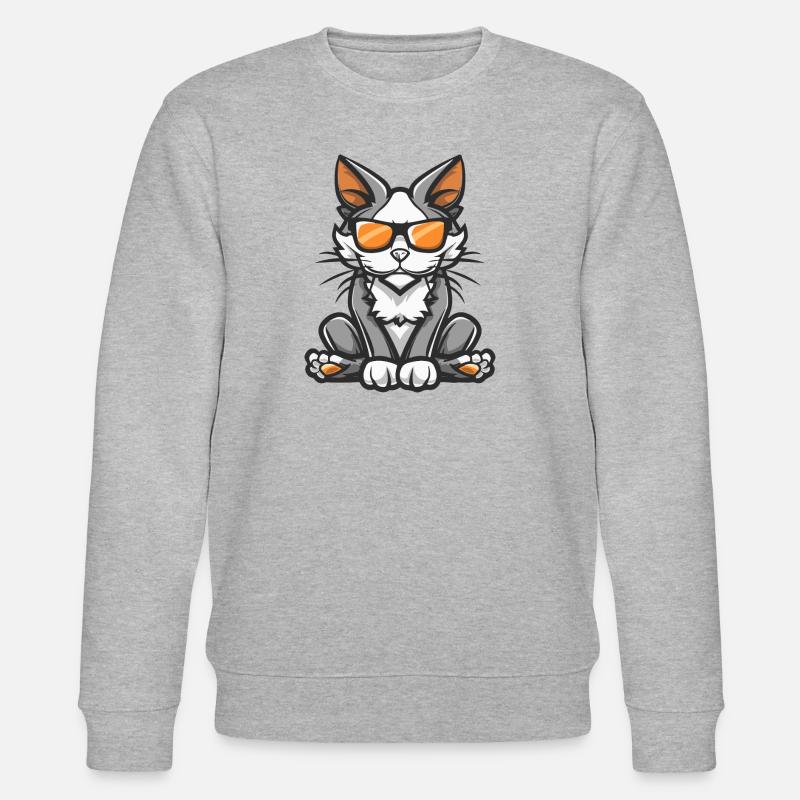 Cat Cool Comic - Stanley/Stella CHANGER Unisex Organic Sweatshirt - heather grey