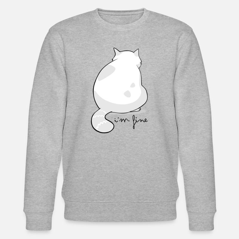 Backview Fluffy Cat Silhouette - Stanley/Stella CHANGER Unisex Organic Sweatshirt - heather grey