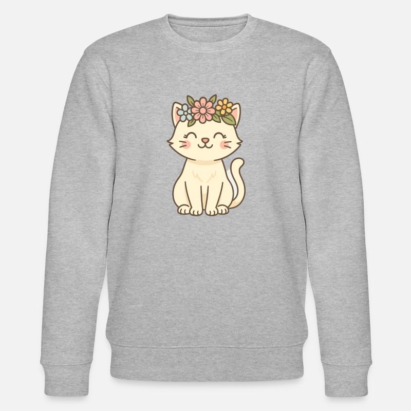 Blumenkranz Katze Charm - Stanley/Stella Unisex Bio-Sweatshirt CHANGER  - Grau meliert