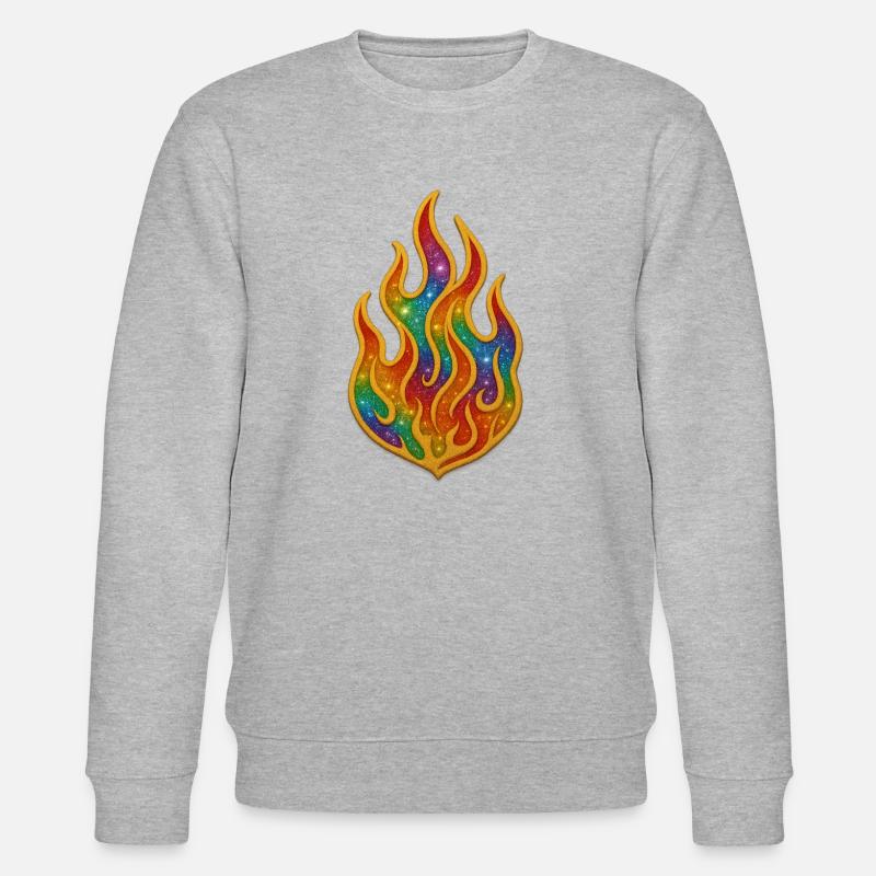 Rainbow Fire Patch - Stanley/Stella CHANGER Unisex Organic Sweatshirt - heather grey