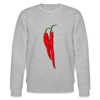 Chili Pepper Hot Chilli Peppers Spicy Food - Stanley/Stella CHANGER Unisex Organic Sweatshirt - heather grey - Front - Nik (191cm) & Marisol (170cm)
