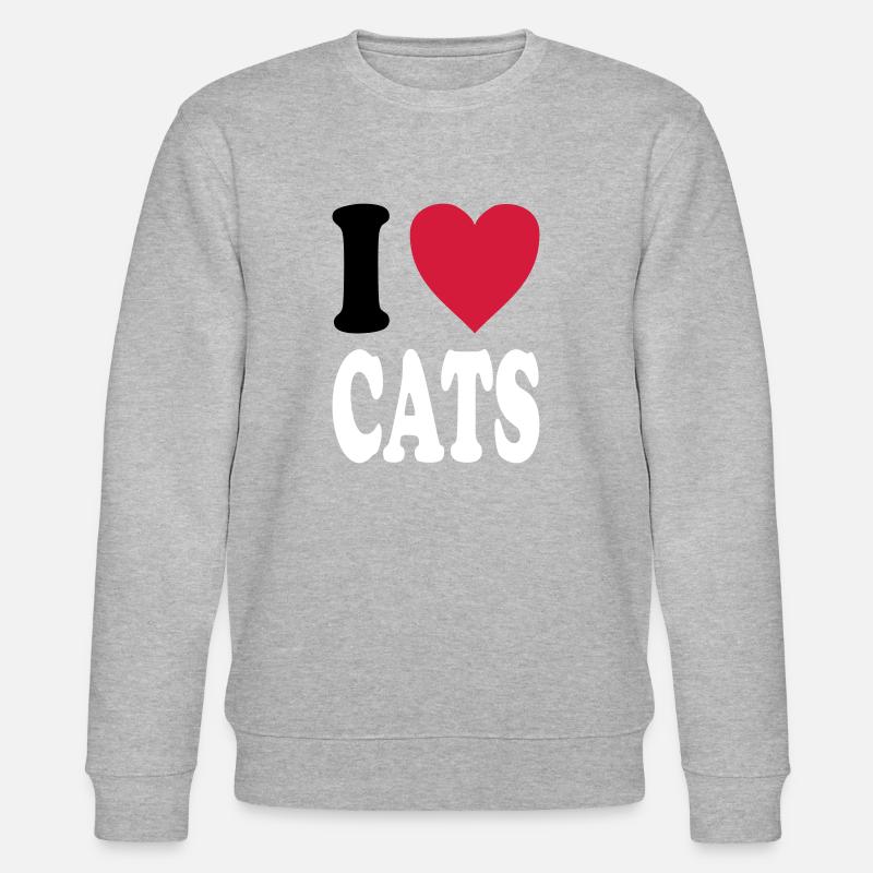I love CATS - Stanley/Stella Unisex Bio-Sweatshirt CHANGER  - Grau meliert