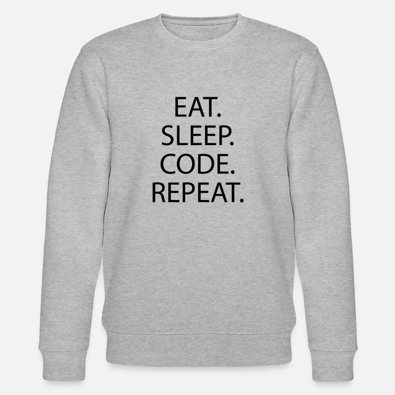 EAT SLEEP CODE REPEAT - Stanley/Stella CHANGER Unisex Organic Sweatshirt - heather grey