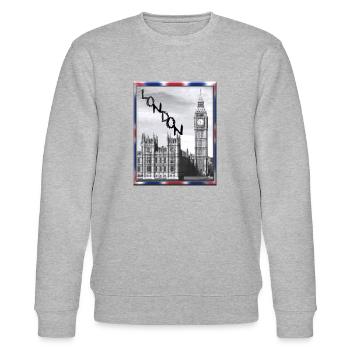 London Big Ben Union Jack - Stanley/Stella CHANGER Unisex Organic Sweatshirt - heather grey - Front - Nik (191cm) & Marisol (170cm)