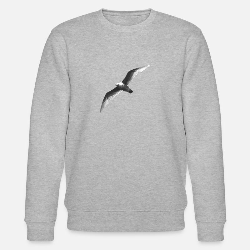 Schwarz Weiss Möwe Im Flug - Stanley/Stella Unisex Bio-Sweatshirt CHANGER  - Grau meliert