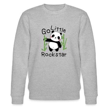 Go Little Sweet Panda Kids Design School - Stanley/Stella Unisex Bio-Sweatshirt CHANGER  - Grau meliert - Vorne - Nik (191cm) & Marisol (170cm)