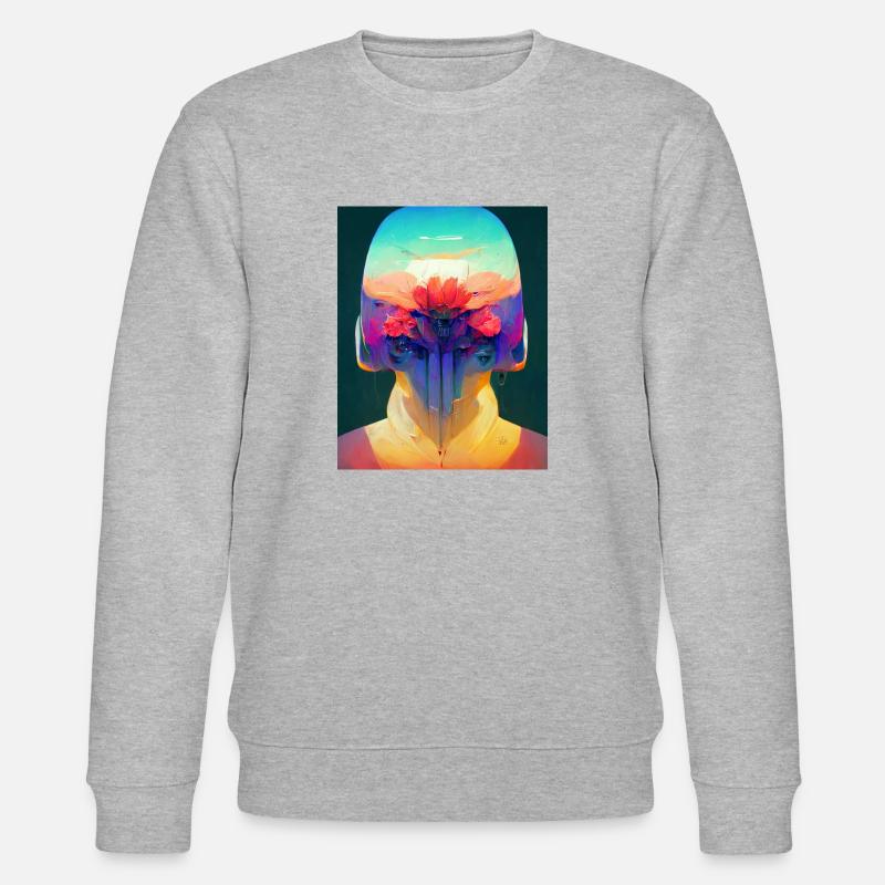 Flower Punk Roboter - Stanley/Stella Unisex Bio-Sweatshirt CHANGER  - Grau meliert