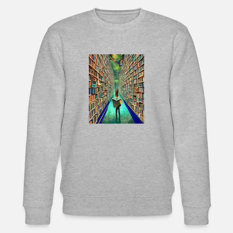 "Die Bücherei der Zeit" - Stanley/Stella Unisex Bio-Sweatshirt CHANGER  - Grau meliert