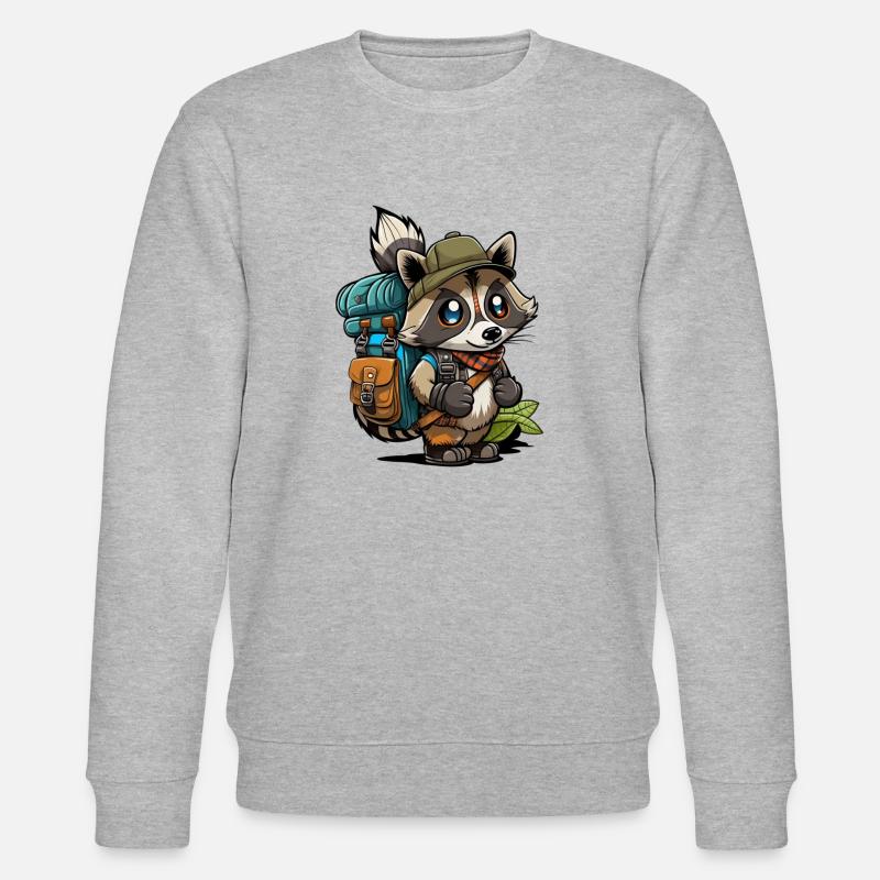 Waschbär wandert - Stanley/Stella Unisex Bio-Sweatshirt CHANGER  - Grau meliert