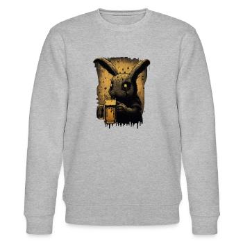 Süßes aber gefährliches Kaninchen mit Bier - Stanley/Stella Unisex Bio-Sweatshirt CHANGER  - Grau meliert - Vorne - Nik (191cm) & Marisol (170cm)