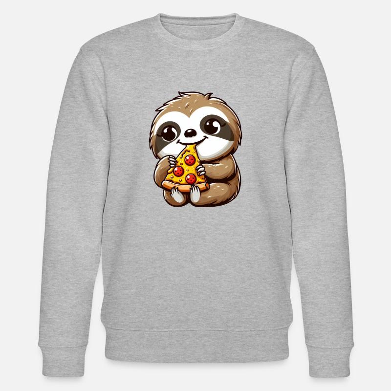 Sloth Pizza Cheese Pizza Cartoon - Stanley/Stella CHANGER Unisex Organic Sweatshirt - heather grey