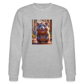 super süßes australisches Tier Down Under Wombat - Stanley/Stella Unisex Bio-Sweatshirt CHANGER  - Grau meliert - Vorne - Nik (191cm) & Marisol (170cm)