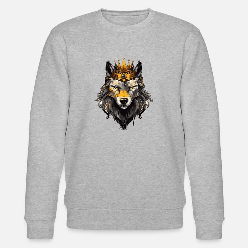 Wolf Tier Krone - Stanley/Stella Unisex Bio-Sweatshirt CHANGER  - Grau meliert