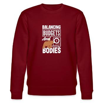 Balancing Budgets And Bodies Fitness Finance - Stanley/Stella Unisex Bio-Sweatshirt CHANGER  - Burgunderrot - Vorne - Nik (191cm) & Marisol (170cm)