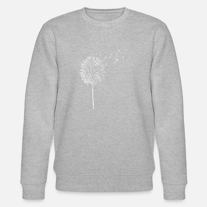 Line - Flower - White - Stanley/Stella CHANGER Unisex Organic Sweatshirt - heather grey