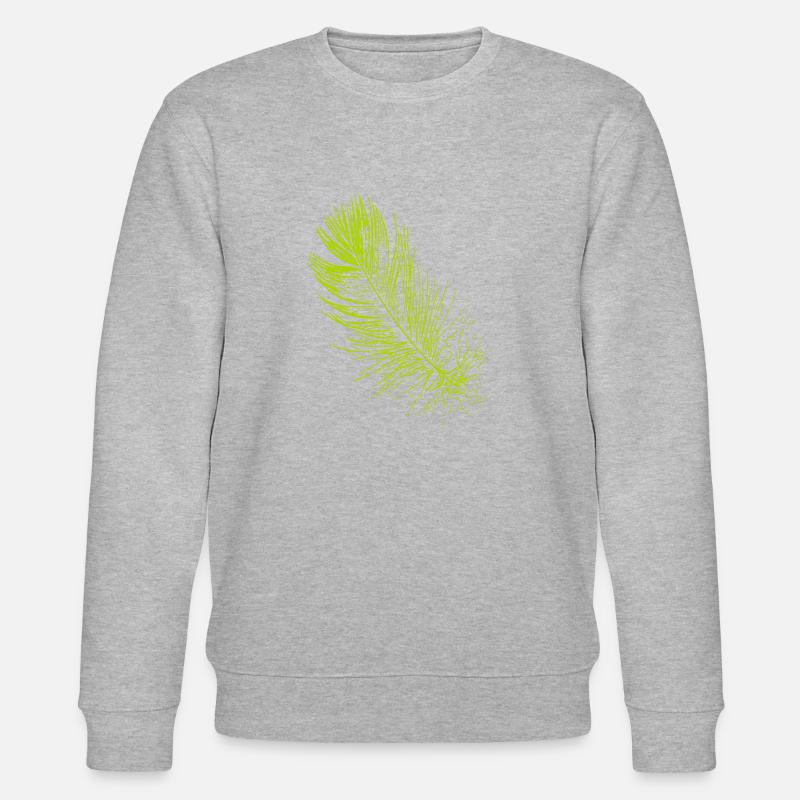 Abstrait plume / ligne / vert / motif - Sweat bio CHANGER Stanley/Stella Unisexe - gris chiné