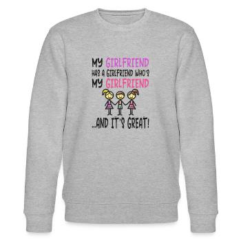 Throuple Polygamie Polyamorie Dreier Beziehung - Stanley/Stella Unisex Bio-Sweatshirt CHANGER  - Grau meliert - Vorne - Nik (191cm) & Marisol (170cm)