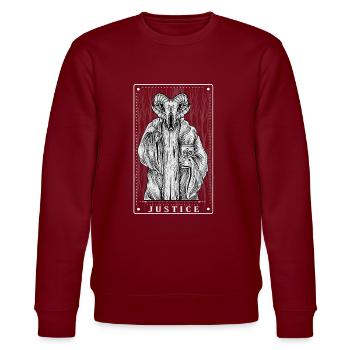Gothic - Justice - Tarot Card Design - Stanley/Stella CHANGER Unisex Organic Sweatshirt - burgundy - Front - Nik (191cm) & Marisol (170cm)