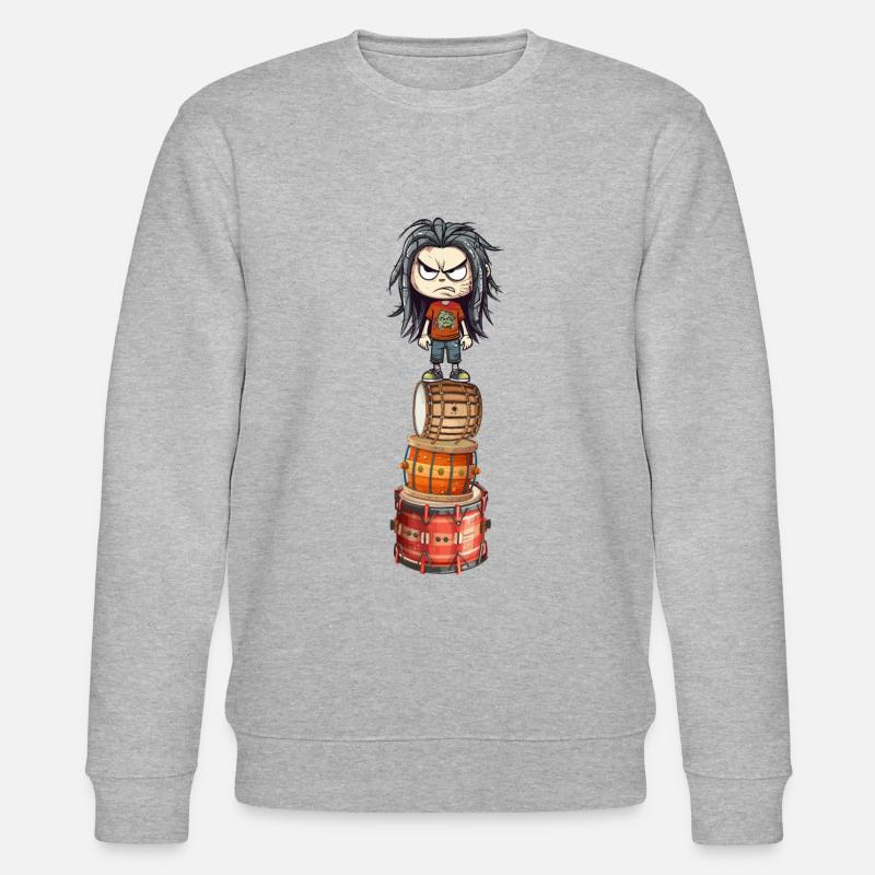 Drummer Turm angry - Stanley/Stella Unisex Bio-Sweatshirt CHANGER  - Grau meliert