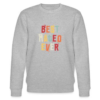 Meilleur Mateo Jamais Prénom Texte Rétro Cadeau - Sweat bio CHANGER Stanley/Stella Unisexe - gris chiné - Devant - Nik (191cm) & Marisol (170cm)