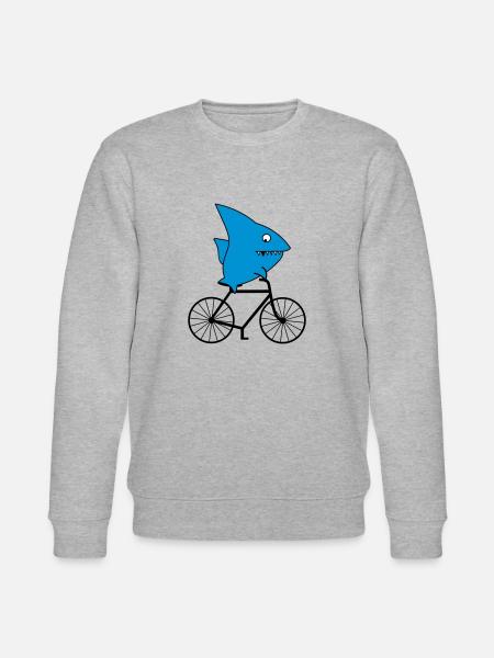 Hai fährt Fahrrad - Stanley/Stella Unisex Bio-Sweatshirt CHANGER - Grau meliert