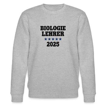 Biologie Lehrer 2025 Biolehrer Biologielehrer Bio - Stanley/Stella Unisex Bio-Sweatshirt CHANGER  - Grau meliert - Vorne - Nik (191cm) & Marisol (170cm)