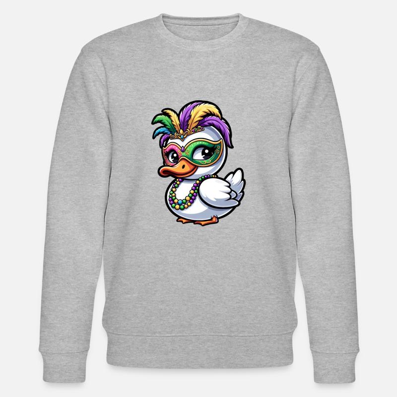 Mardi Gras Duck Mask Feathers - Stanley/Stella CHANGER Unisex Organic Sweatshirt - heather grey