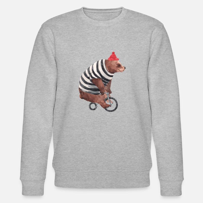 Vélo I Cycliste I Cycliste I Ours à vélo - Sweat bio CHANGER Stanley/Stella Unisexe - gris chiné