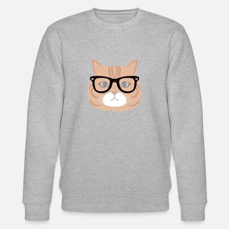 Chat à lunette - Sweat bio CHANGER Stanley/Stella Unisexe - gris chiné