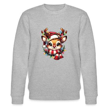 Lichterfest mit dem Weihnachtsrentier" - Stanley/Stella Unisex Bio-Sweatshirt CHANGER  - Grau meliert - Vorne - Nik (191cm) & Marisol (170cm)