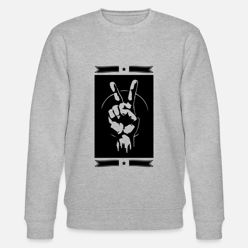 Peace Hand Sign Peace - Stanley/Stella CHANGER Unisex Organic Sweatshirt - heather grey