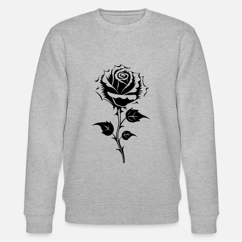 Rose Silhouette Blume - Stanley/Stella Unisex Bio-Sweatshirt CHANGER  - Grau meliert