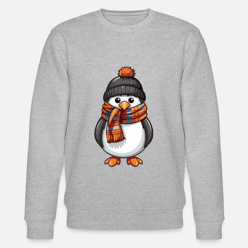 Pinguin Winter Comic - Stanley/Stella Unisex Bio-Sweatshirt CHANGER  - Grau meliert