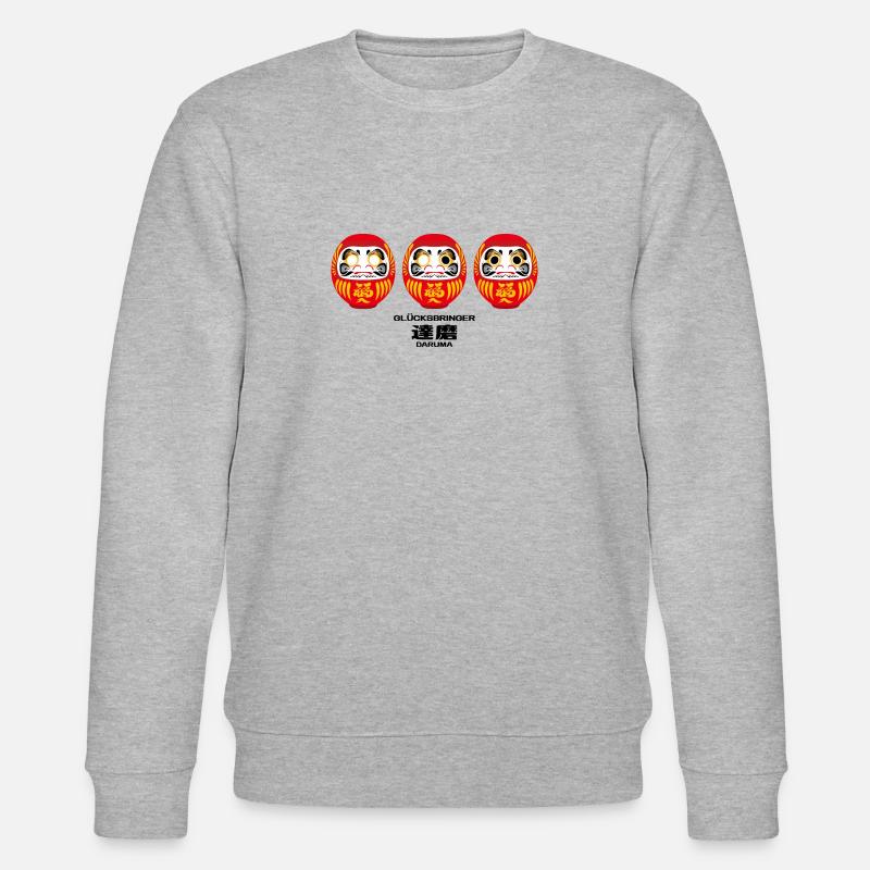 Daruma - Glücksbringer - Stanley/Stella Unisex Bio-Sweatshirt CHANGER  - Grau meliert